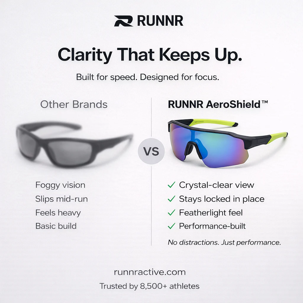 RUNNR AeroShield™ Sports Sunglasses — UV400 Protection · Anti-Fog · Mirrored Wraparound Lens - Image 6
