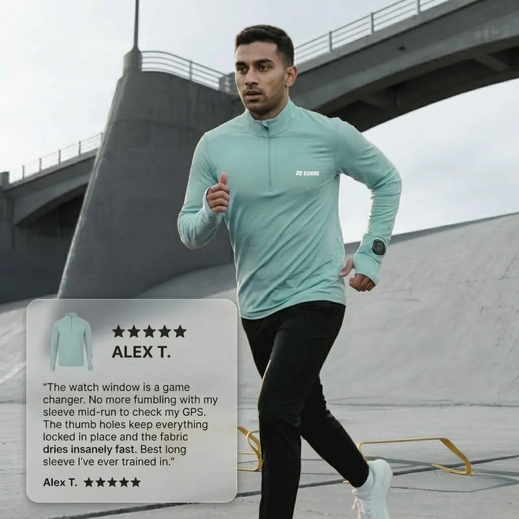 RUNNR Quarter-Zip Long Sleeve — Breathable, Quick-Dry & Watch-Ready - Image 5