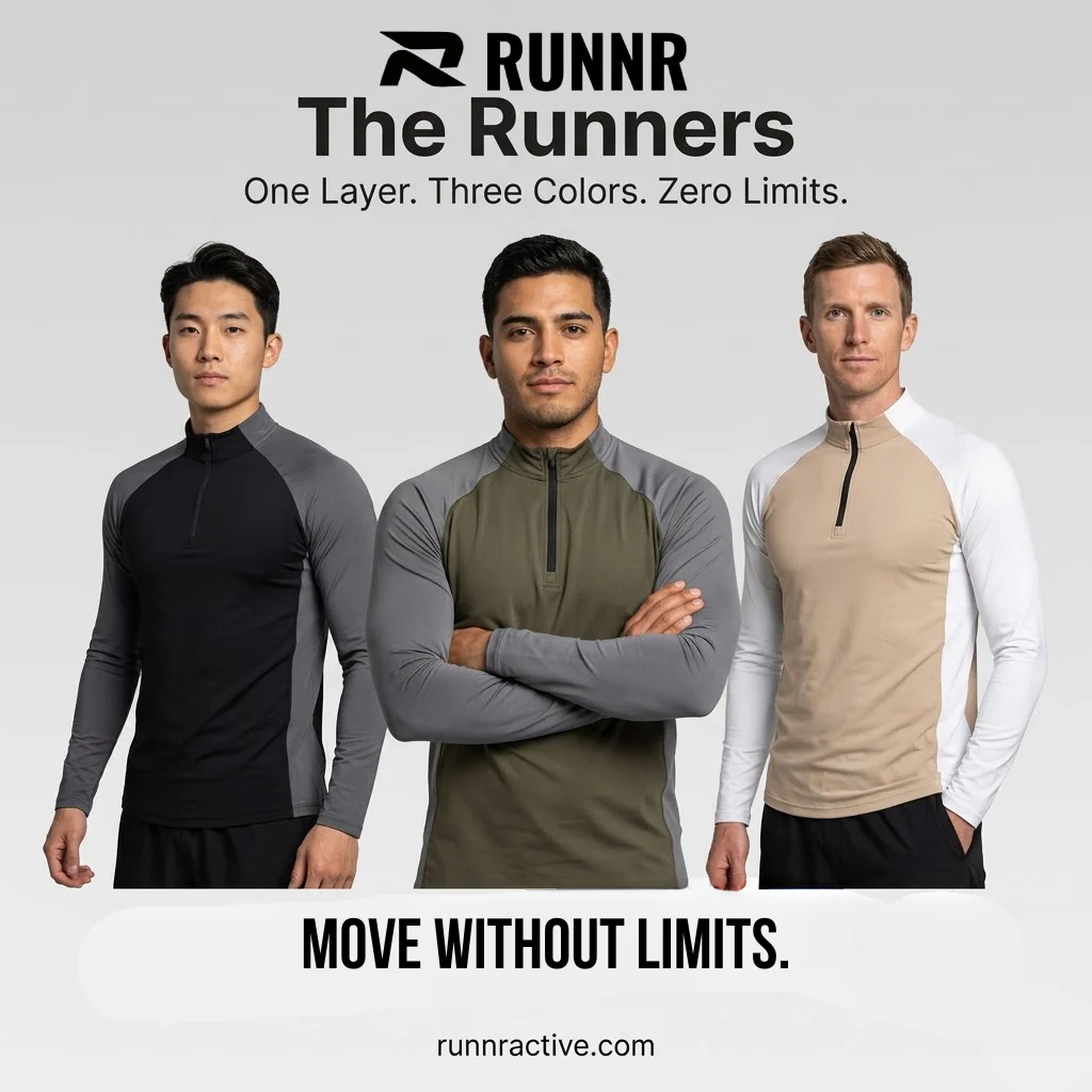 RUNNR ThermalCore™ Long Sleeve — Fleece-Lined · Winter Running Layer · ½-Zip Performance Fit - Image 6