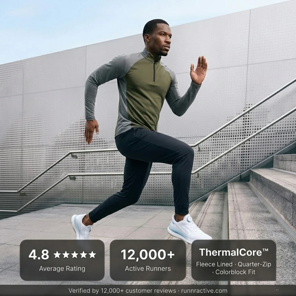 RUNNR ThermalCore™ Long Sleeve — Fleece-Lined · Winter Running Layer · ½-Zip Performance Fit - Image 8