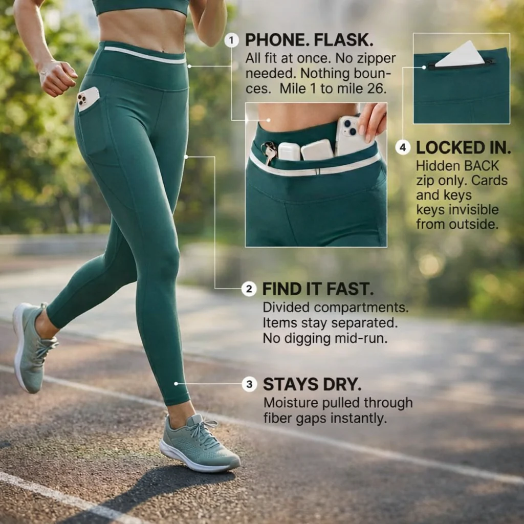 RUNNR Women’s High-Rise Running Tights with Built-In Belt - Image 4